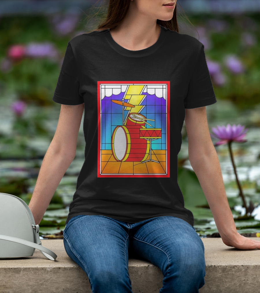 Stained Glass Drum Kit With Lightning Bolt T-Shirt