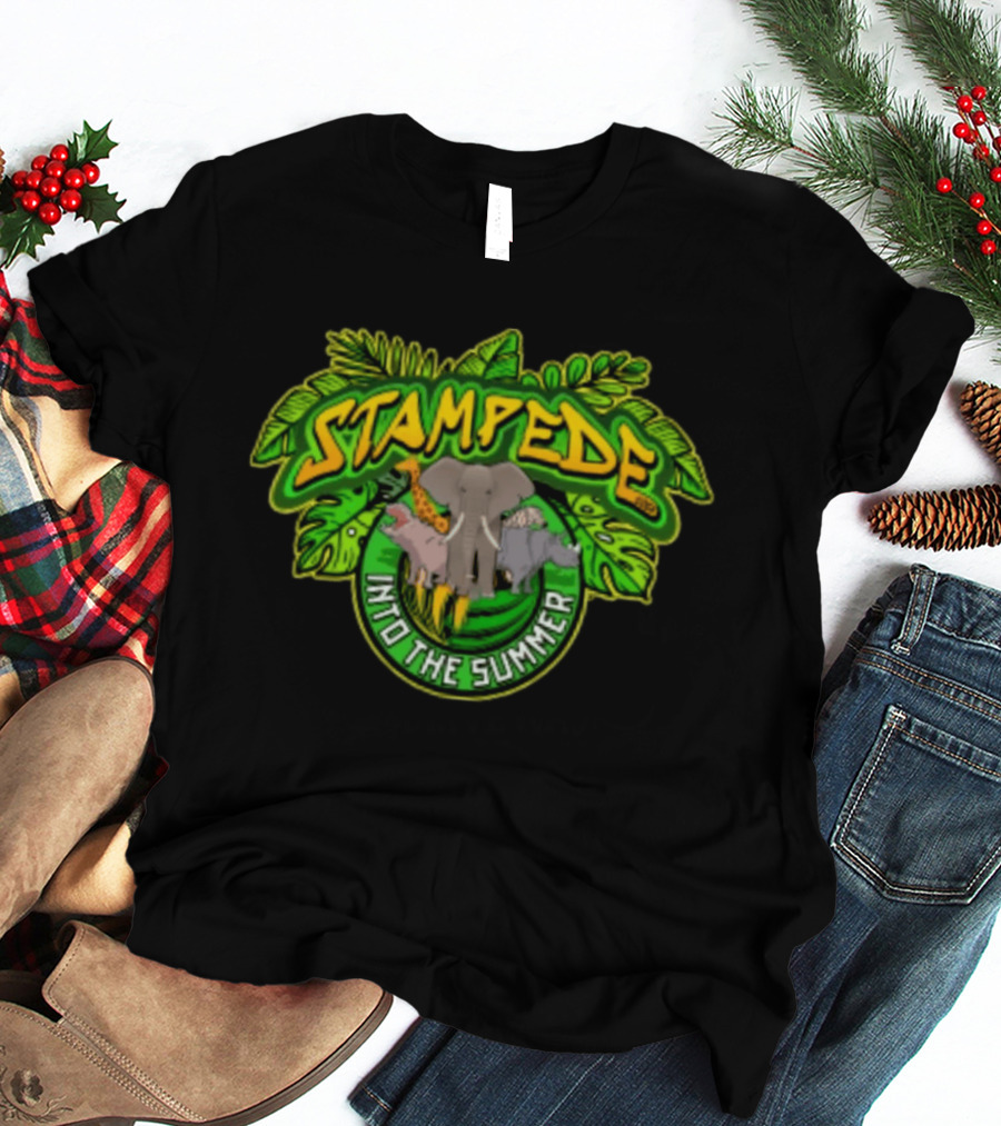 Stampede Into The Summer Elephant Giraffe Hippo Tropical 2026 T-Shirt
