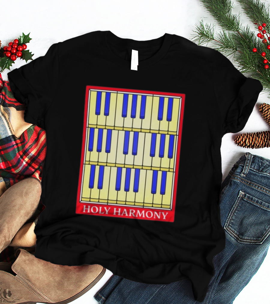 Holy Harmony Stained Glass Piano Keyboard Classical Music T-Shirt