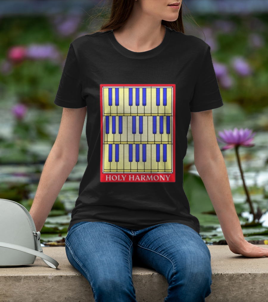 Holy Harmony Stained Glass Piano Keyboard Classical Music T-Shirt