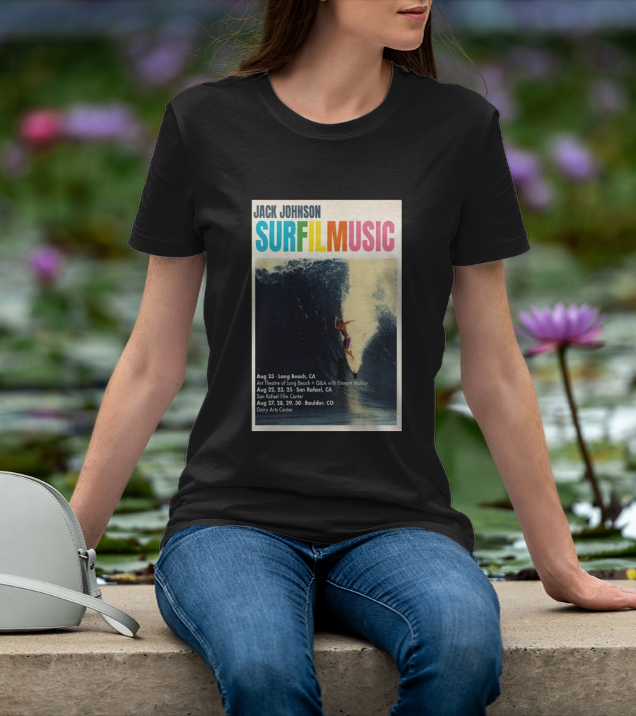 Jack Johnson Surf Film Music Tour Long Beach San Rafael Boulder August 2026 Events T-Shirt