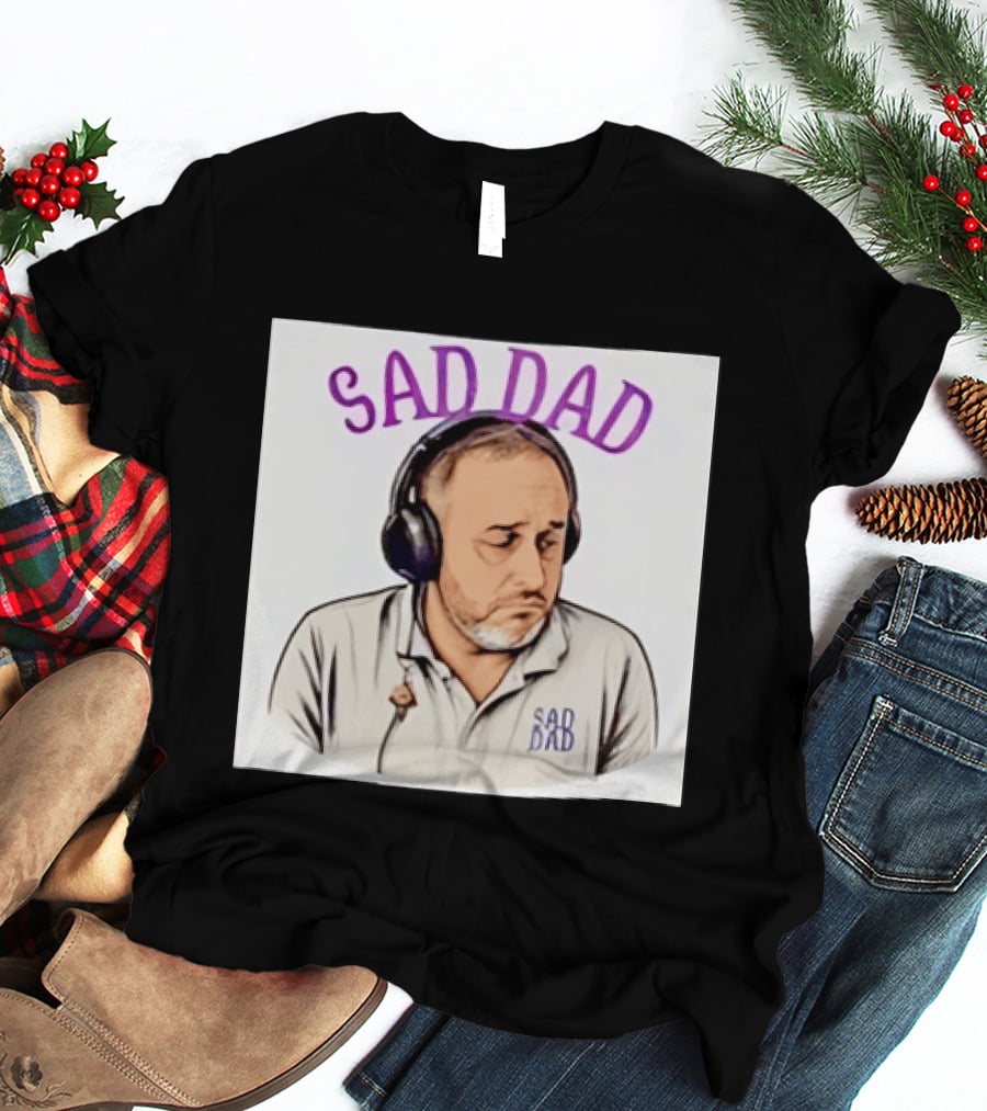 Sad Dad Headphones Fatherhood Parenting Mood T-Shirt