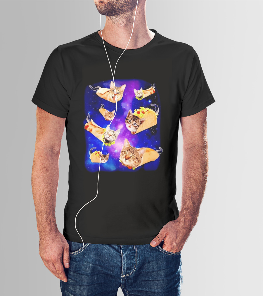 Cats In Space With Tacos And Burritos Taco Cat Cosmic Adventure T-Shirt
