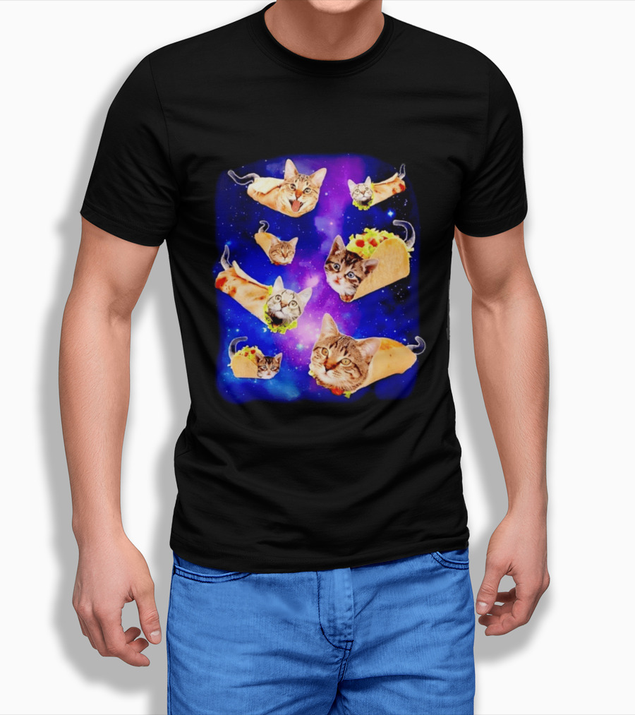 Cats In Space With Tacos And Burritos Taco Cat Cosmic Adventure T-Shirt