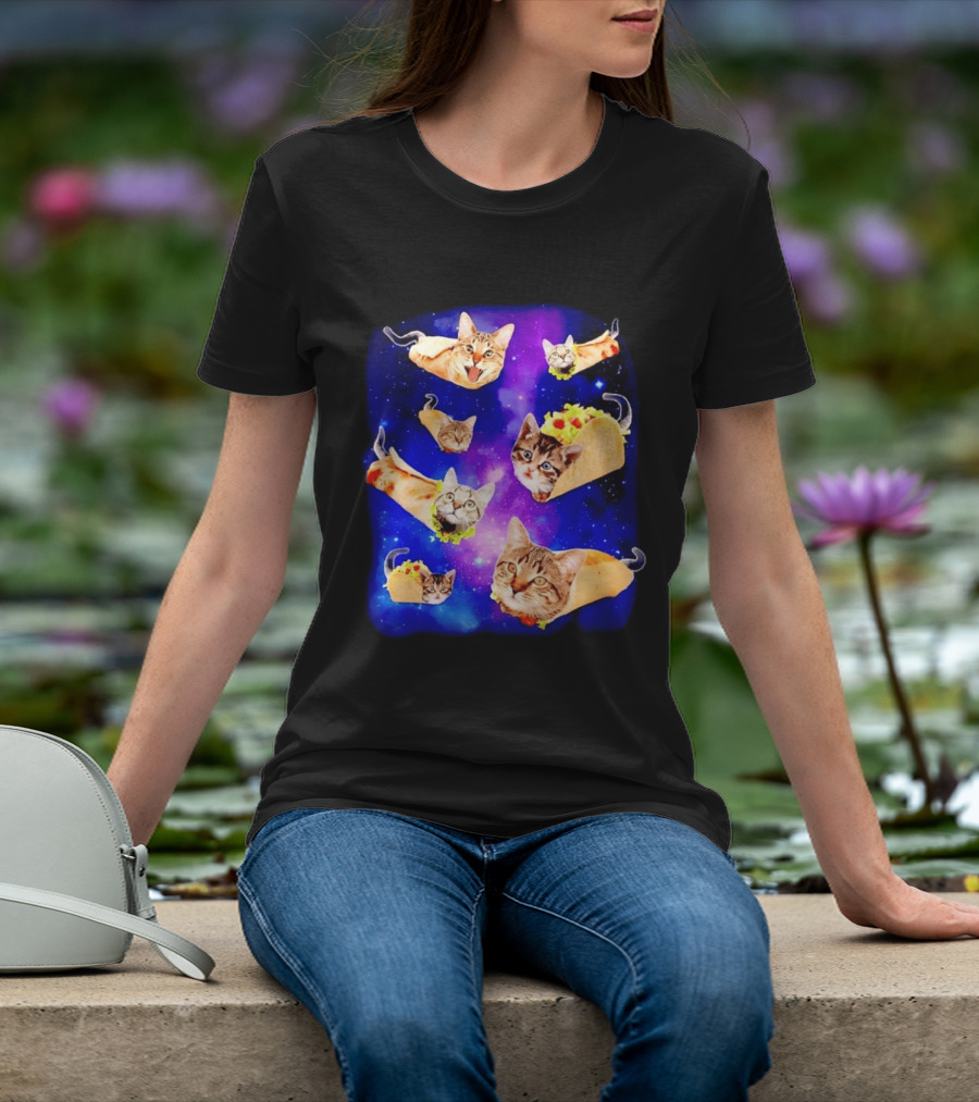 Cats In Space With Tacos And Burritos Taco Cat Cosmic Adventure T-Shirt