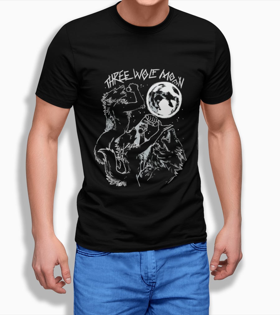 Three Wolf Moon Singing Wolves Howling Meme Moon Phases T-Shirt