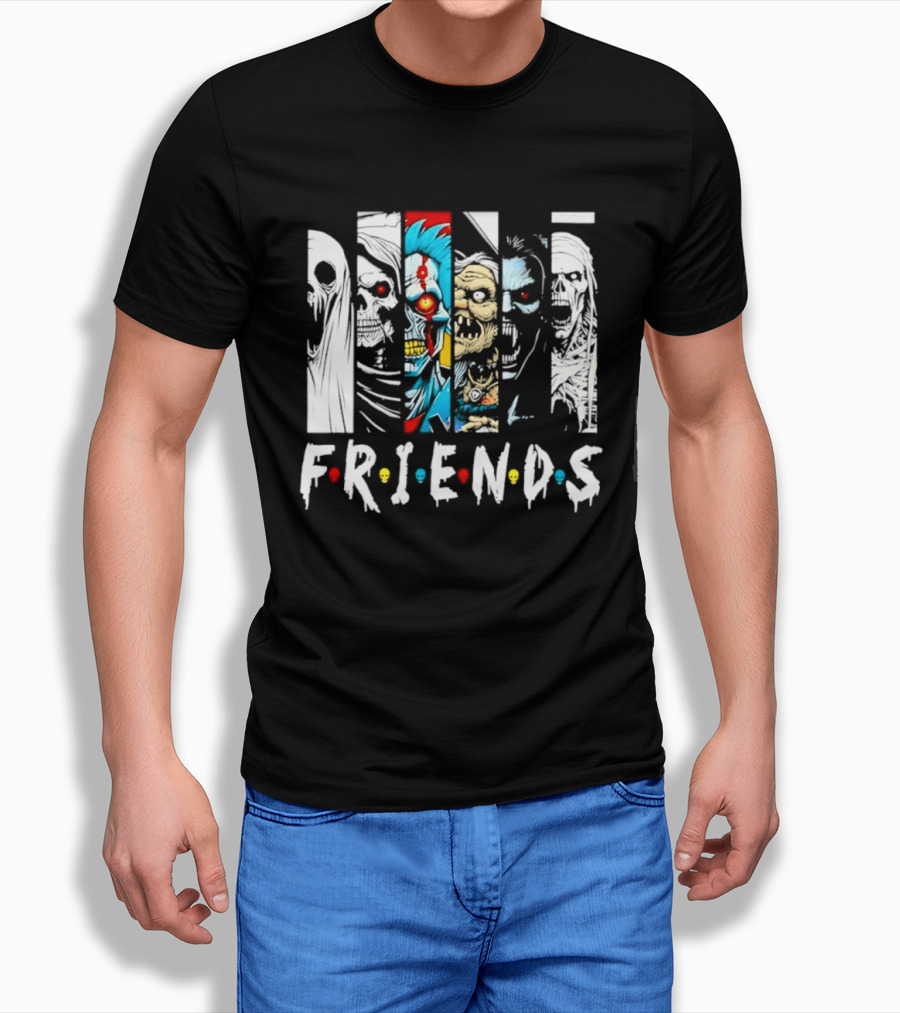 Friends Horror Movie Characters Halloween Scary Mask T-Shirt