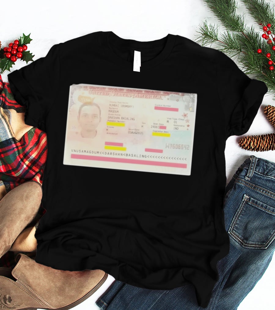 United States Of America Visa Darshan Basaling Magdum Mumbai Passport T-Shirt
