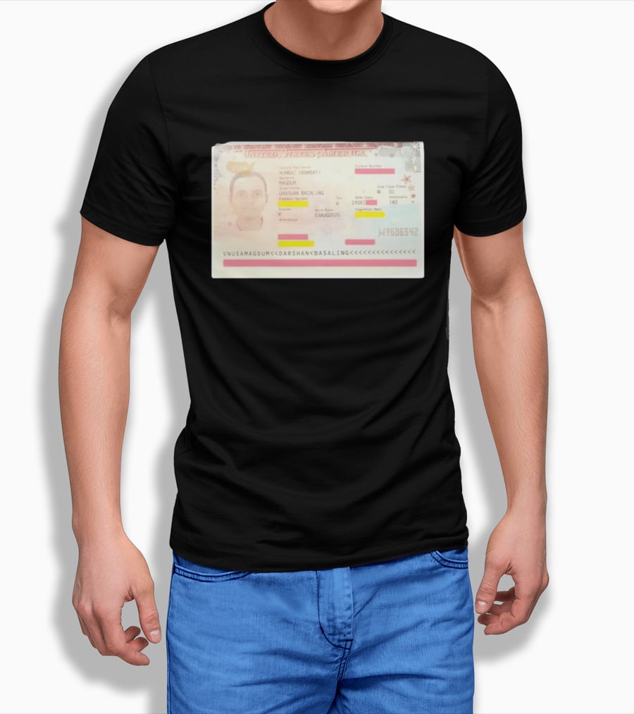 United States Of America Visa Darshan Basaling Magdum Mumbai Passport T-Shirt