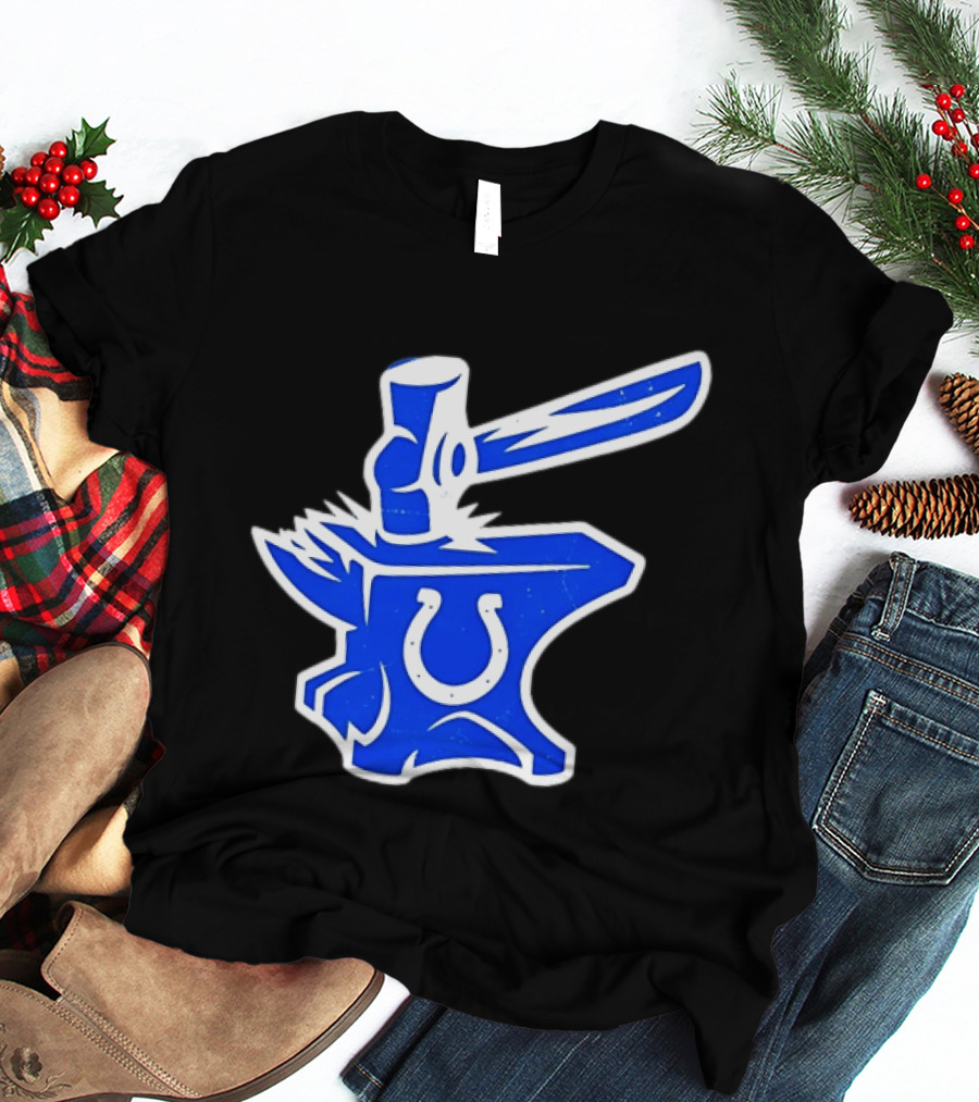 Indianapolis Colts Anvil Hammer Icon With Team Horseshoe T-Shirt