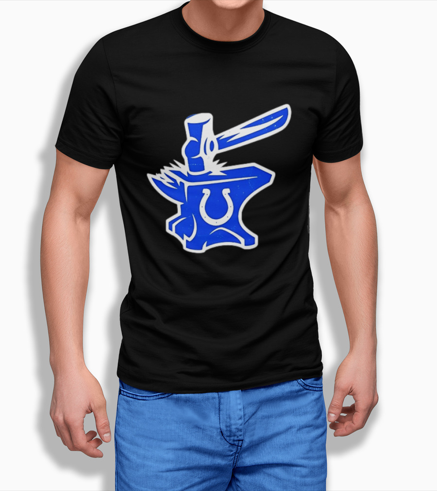 Indianapolis Colts Anvil Hammer Icon With Team Horseshoe T-Shirt