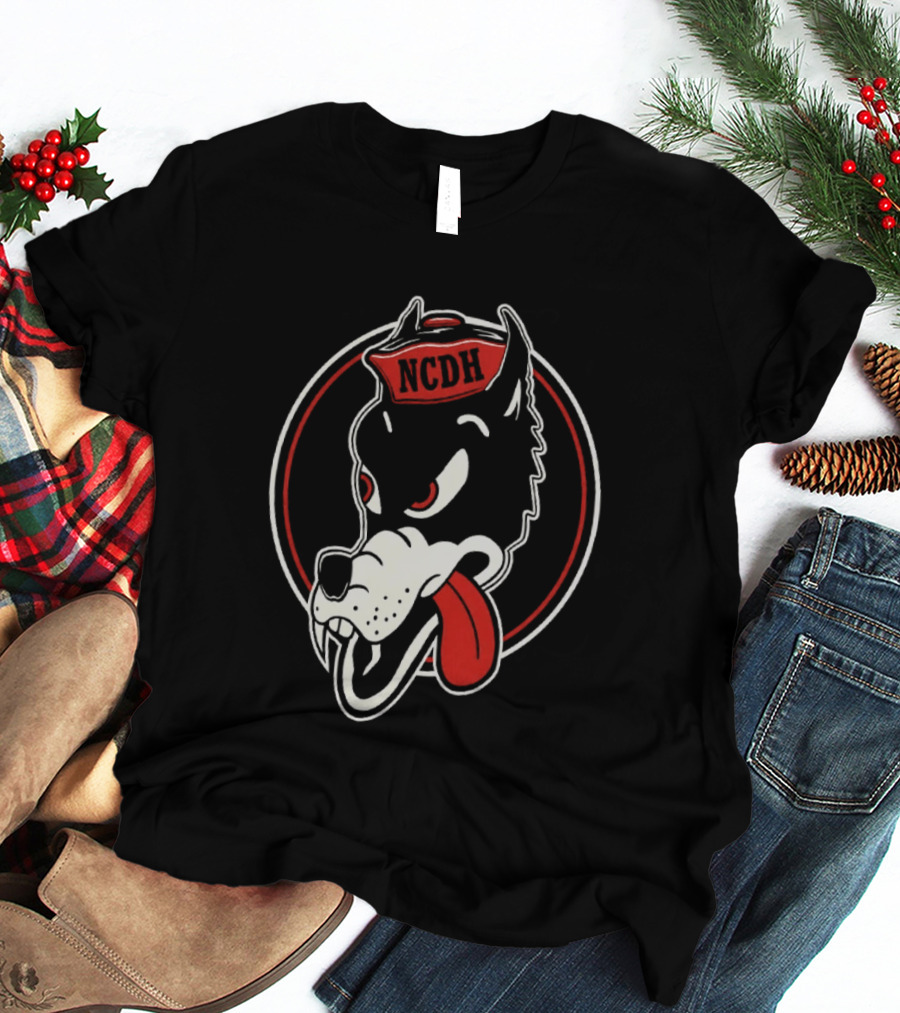 NCDH Wolf Cartoon Red Circle T-Shirt