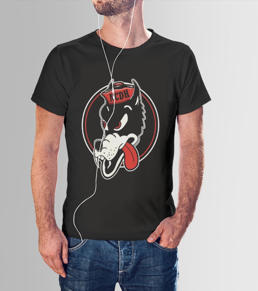 NCDH Wolf Cartoon Red Circle T-Shirt