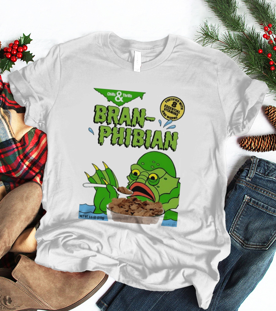 Bran Phibian Chills And Thrills Cereal Box Fortified With 8 Essential Vitamins And Worms T-Shirt