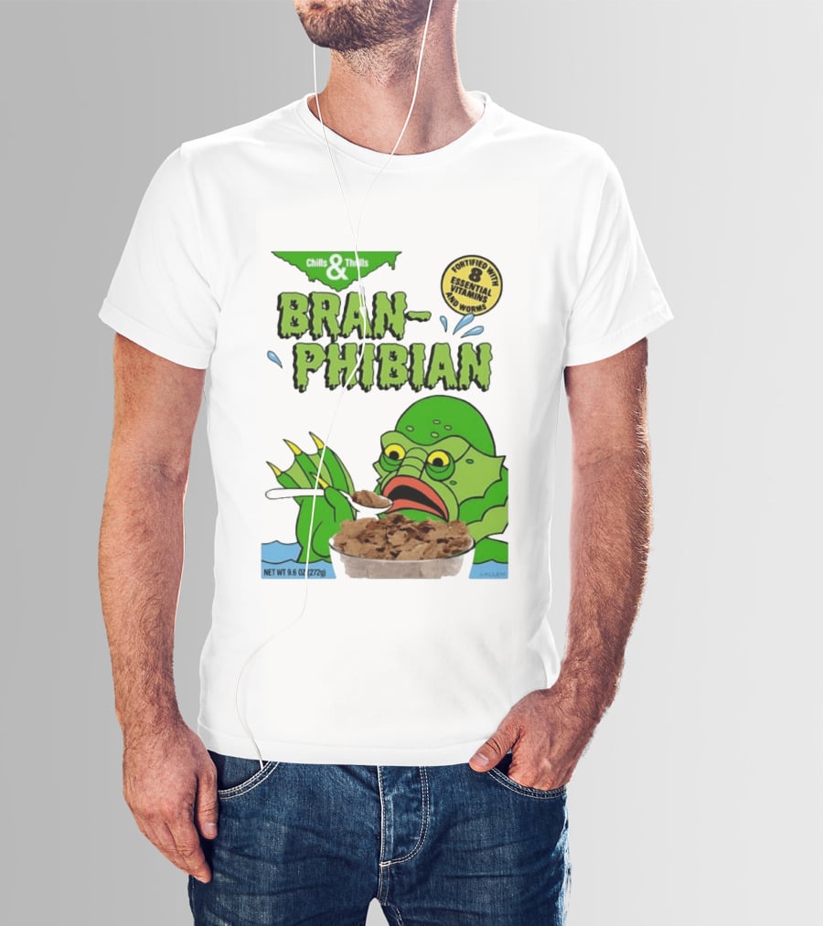 Bran Phibian Chills And Thrills Cereal Box Fortified With 8 Essential Vitamins And Worms T-Shirt