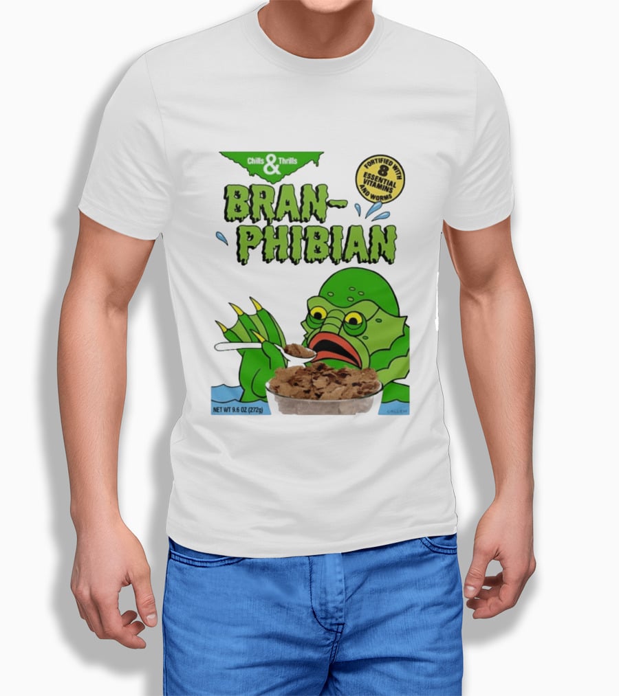 Bran Phibian Chills And Thrills Cereal Box Fortified With 8 Essential Vitamins And Worms T-Shirt