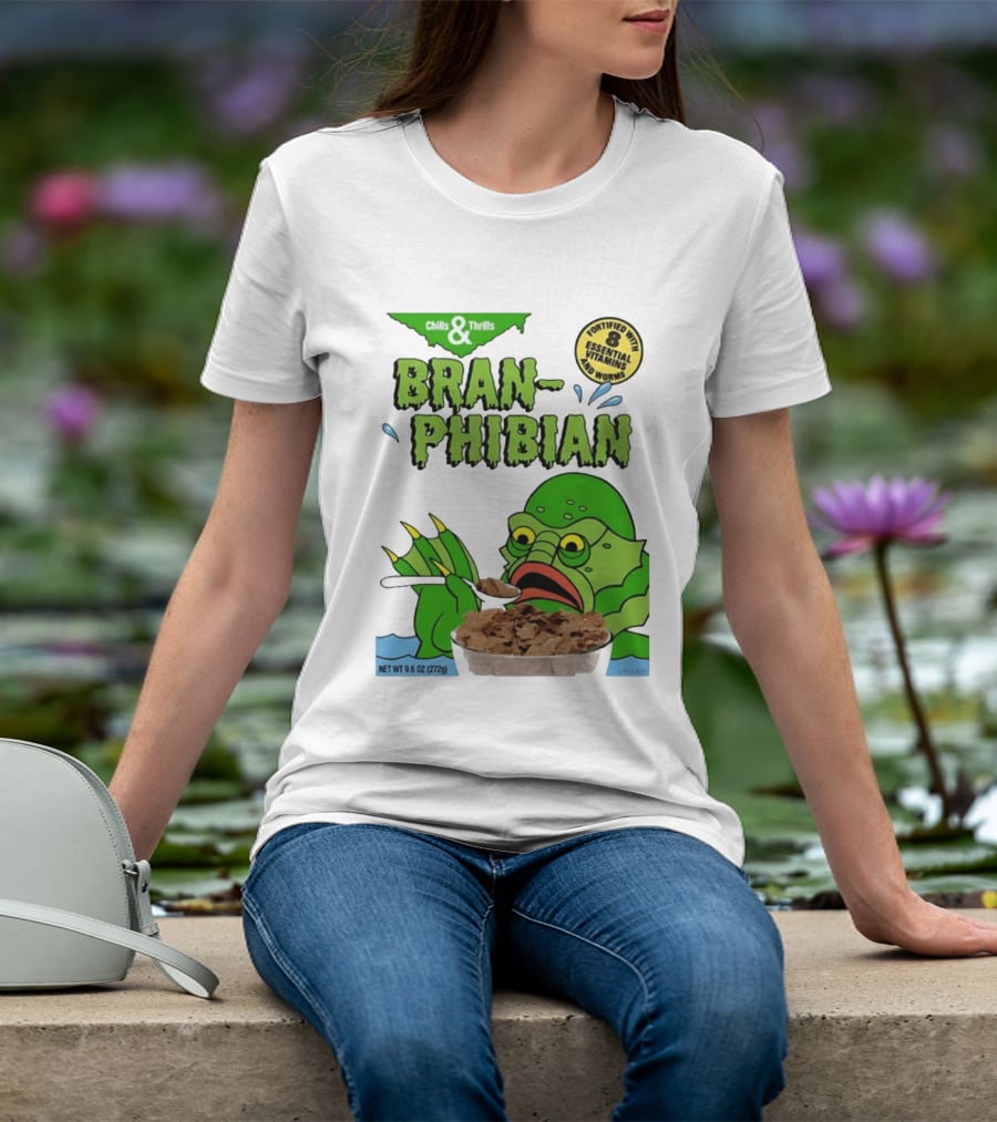 Bran Phibian Chills And Thrills Cereal Box Fortified With 8 Essential Vitamins And Worms T-Shirt