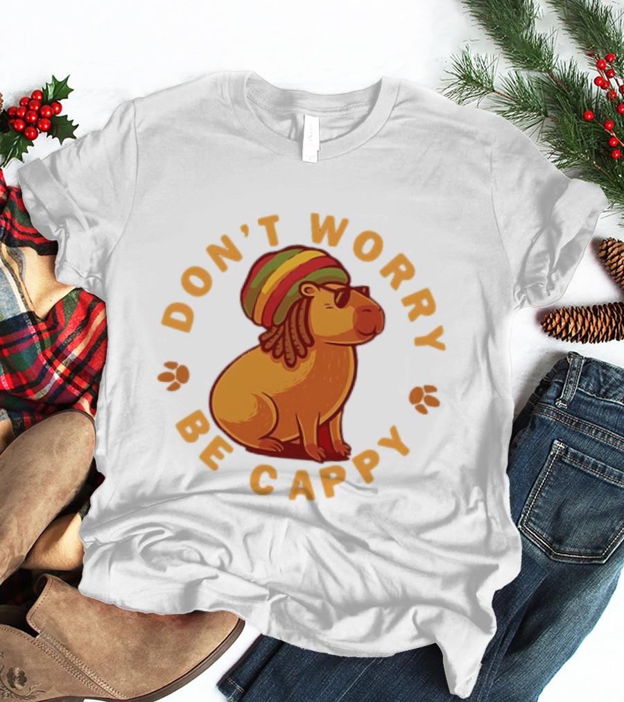 Don't Worry Be Cappy Reggae Rasta Capybara T-Shirt