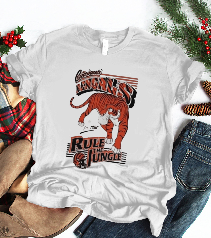 Cincinnati Bengals Rule The Jungle Tiger Graphic NFL Fan T-Shirt