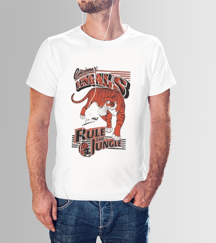 Cincinnati Bengals Rule The Jungle Tiger Graphic NFL Fan T-Shirt