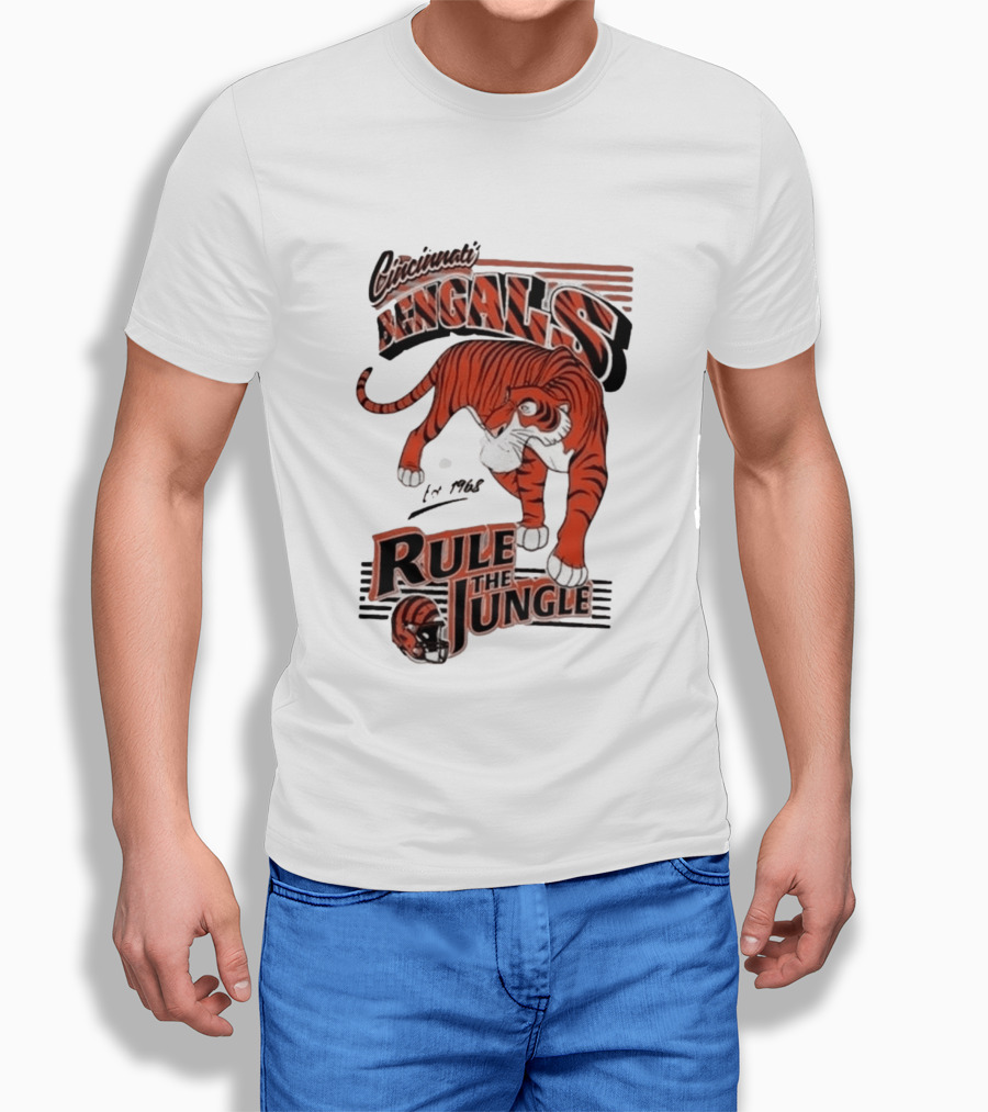Cincinnati Bengals Rule The Jungle Tiger Graphic NFL Fan T-Shirt