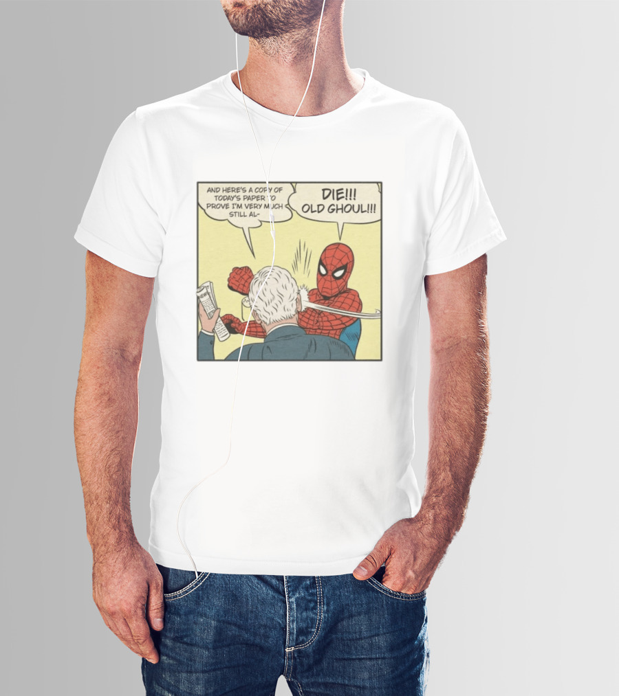 Spider Man Punching Mitch McConnell Die Old Ghoul Comic Meme T-Shirt