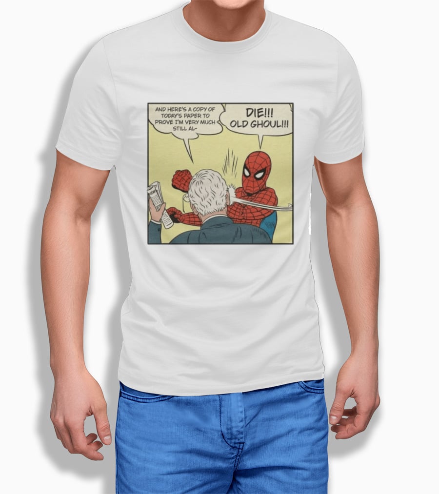 Spider Man Punching Mitch McConnell Die Old Ghoul Comic Meme T-Shirt