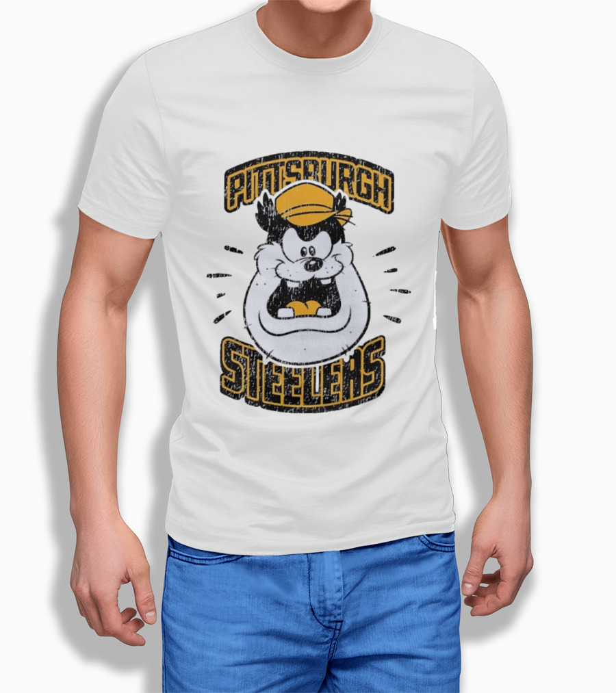 Pittsburgh Steelers Taz Distressed T-Shirt