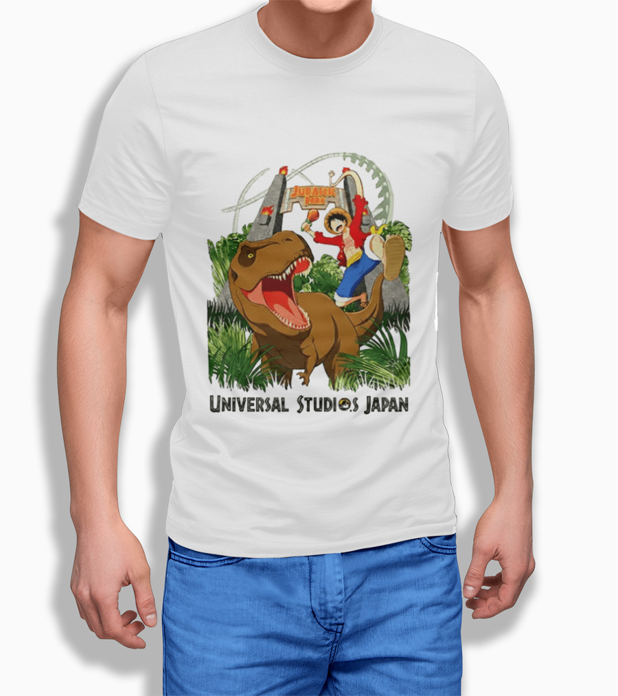 Universal Studios Japan One Piece Jurassic Park Luffy Riding Rex T-Shirt