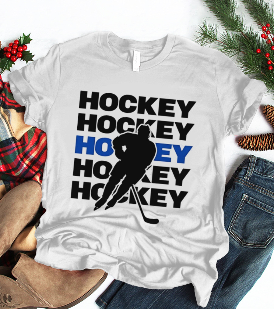 Hockey Player Action Stance Repeated T-Shirt