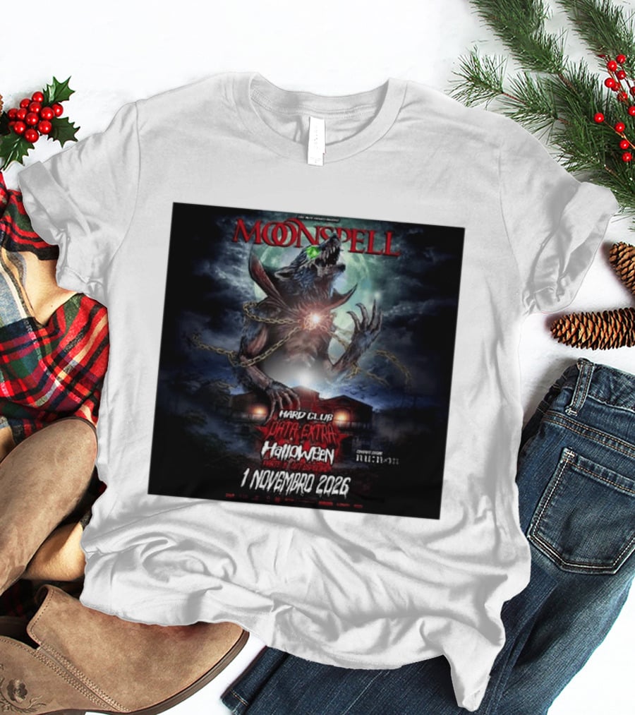 Moonspell Hard Club Data Extra 1 Novembro 2026 Halloween Concerto Especial Porto T-Shirt