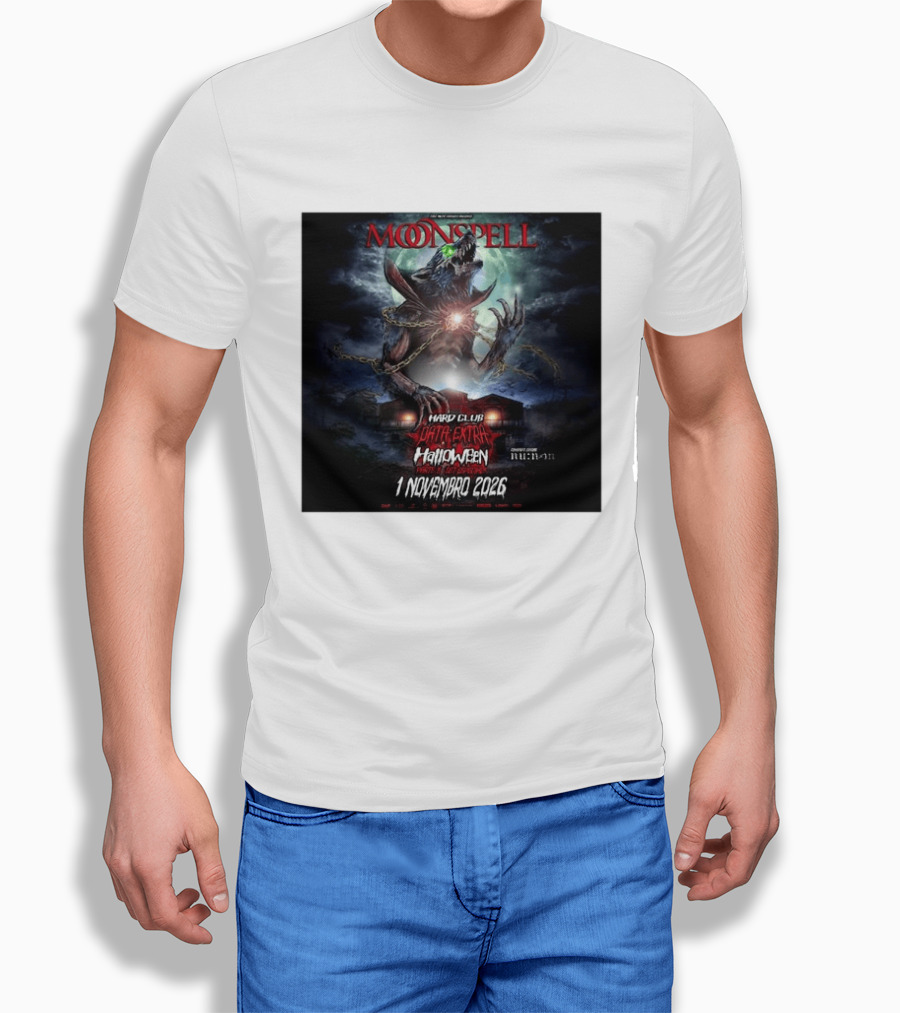 Moonspell Hard Club Data Extra 1 Novembro 2026 Halloween Concerto Especial Porto T-Shirt