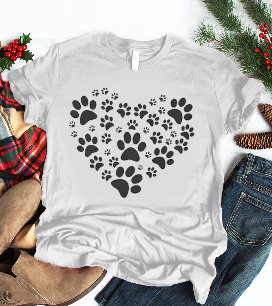Paw Print Heart Pet Lover Paws T-Shirt
