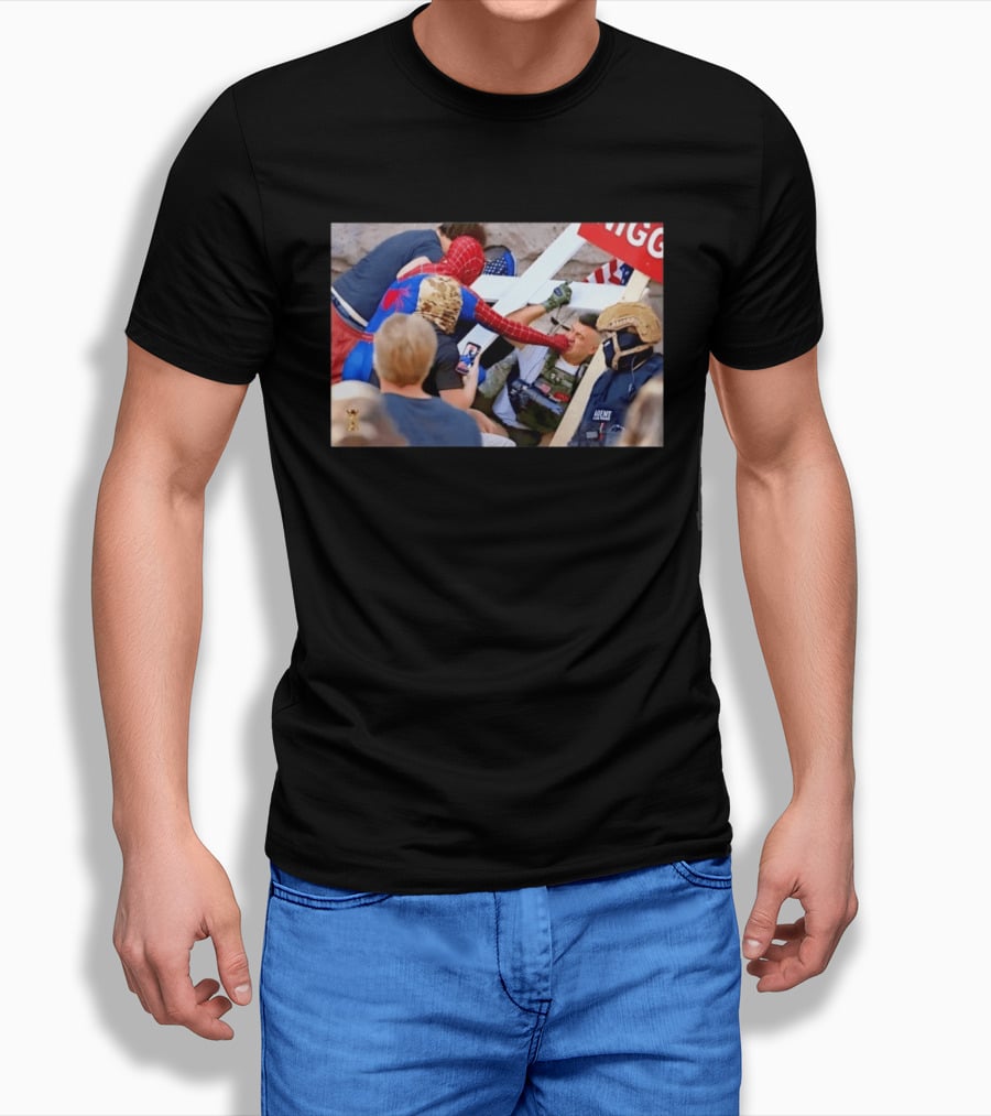 Spider Man Confrontation With Agent Superhero T-Shirt