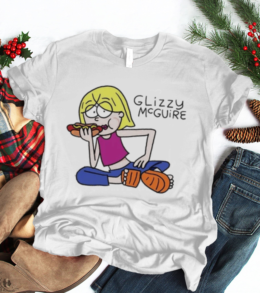 Glizzy McGuire Cartoon Character Eating Hot Dog T-Shirt
