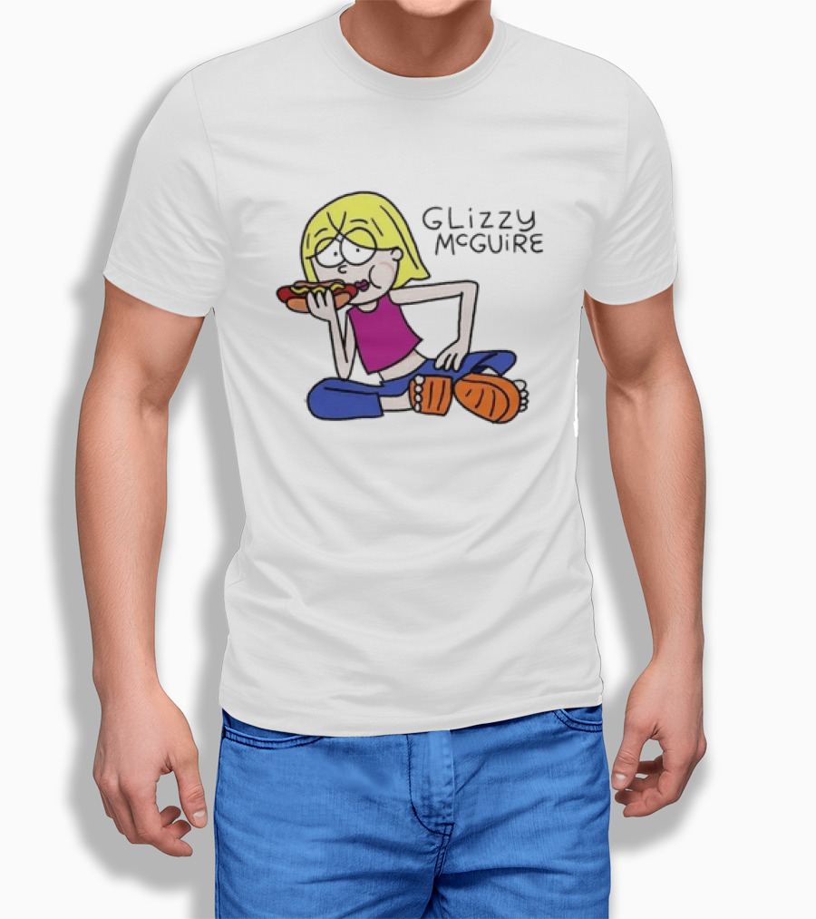 Glizzy McGuire Cartoon Character Eating Hot Dog T-Shirt