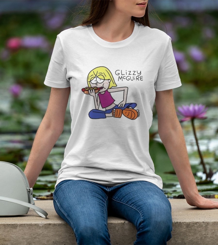 Glizzy McGuire Cartoon Character Eating Hot Dog T-Shirt