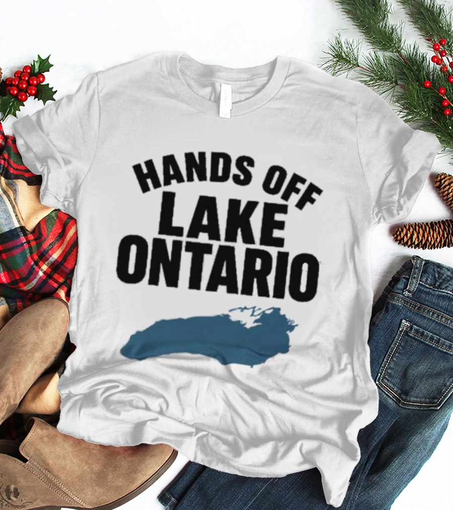 Hands Off Lake Ontario Blue Map T-Shirt