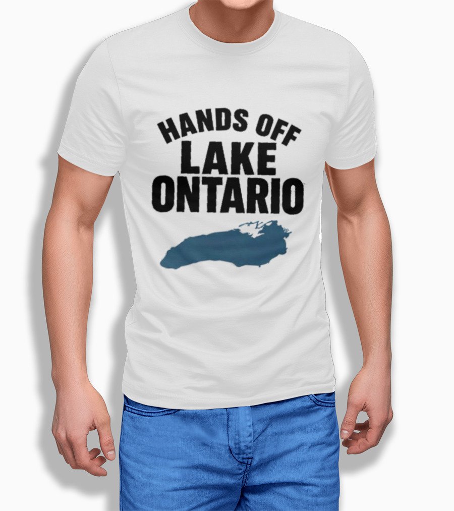 Hands Off Lake Ontario Blue Map T-Shirt