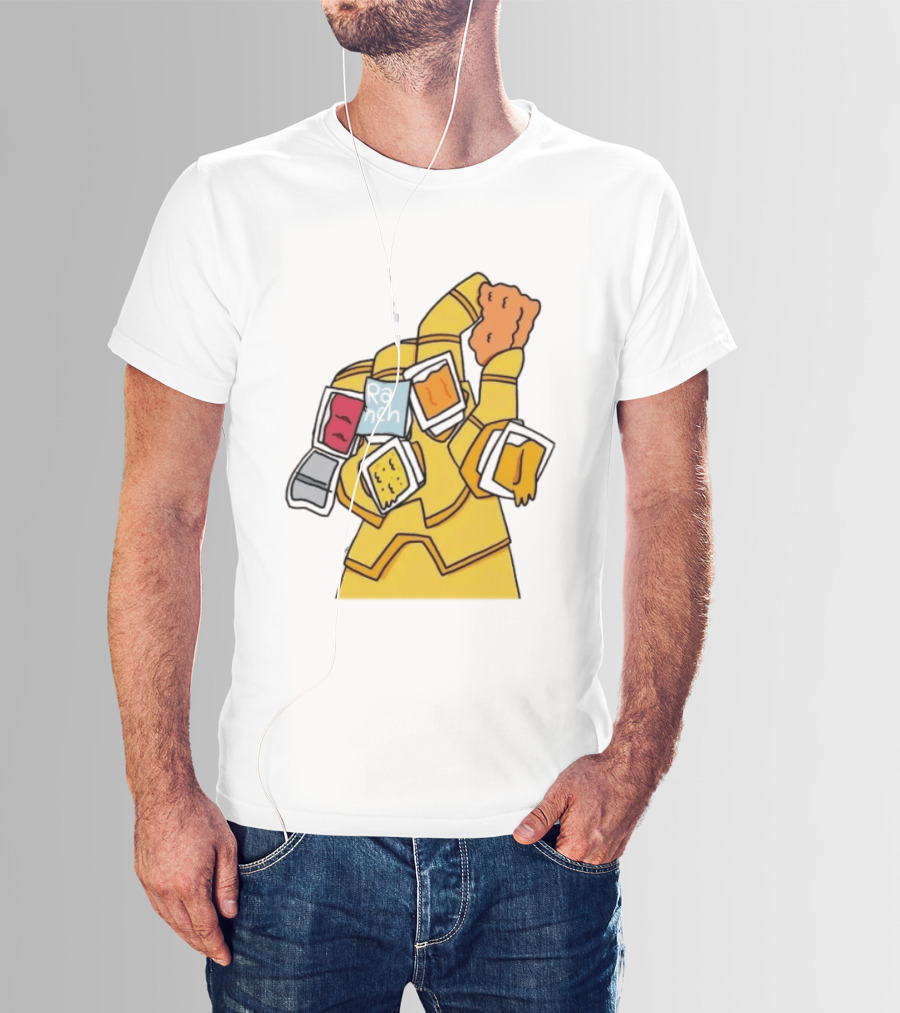 Infinity Gauntlet With Chicken Nugget And Sauce Containers Meme T-Shirt
