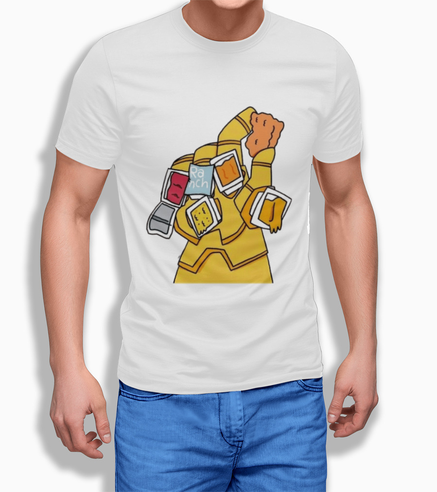Infinity Gauntlet With Chicken Nugget And Sauce Containers Meme T-Shirt