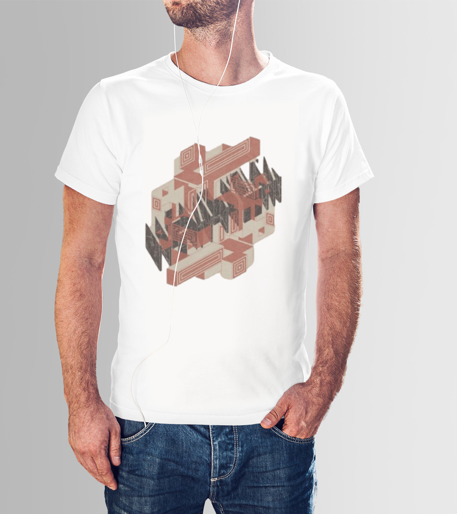 The Mars Volta Store Blocks Tan Geometric Optical Illusion T-Shirt