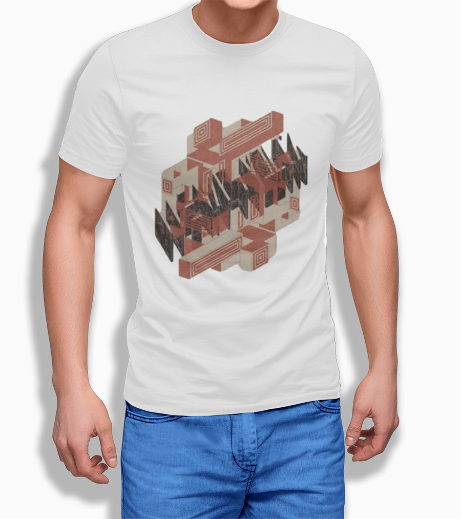 The Mars Volta Store Blocks Tan Geometric Optical Illusion T-Shirt