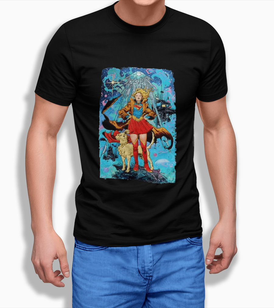 Supergirl And Krypto DC Comics Sci Fi City Adventure T-Shirt