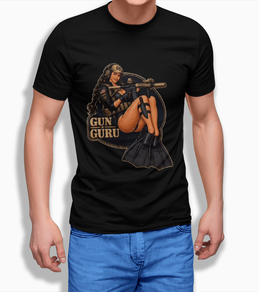 Trained Equipped Gun Guru Pinup Always Ready To Get A Little Wet T-Shirt