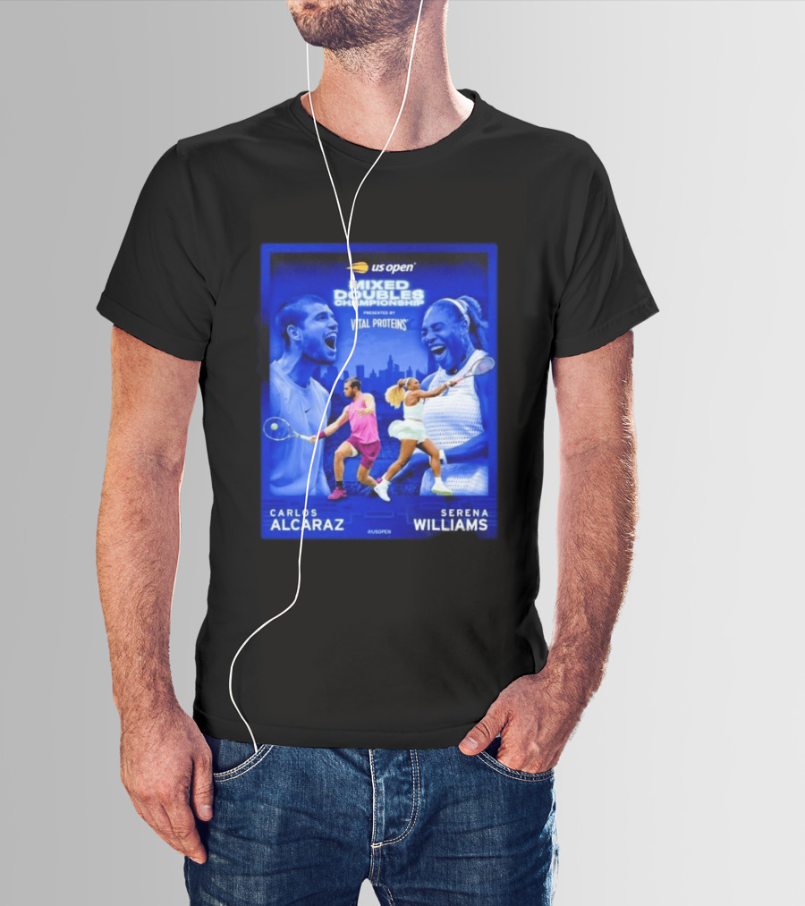 US Open Mixed Doubles Championship Carlos Alcaraz Serena Williams Vital Proteins T-Shirt