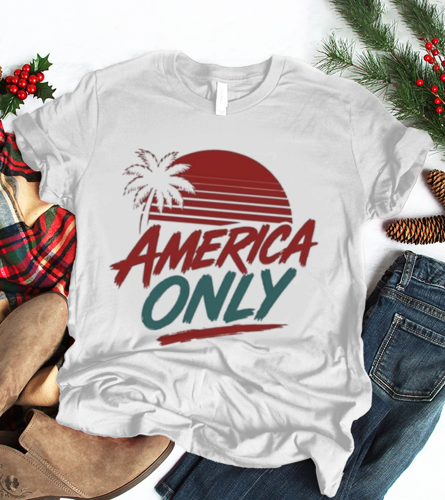 America Only Tropical Sunset Palm Tree T-Shirt