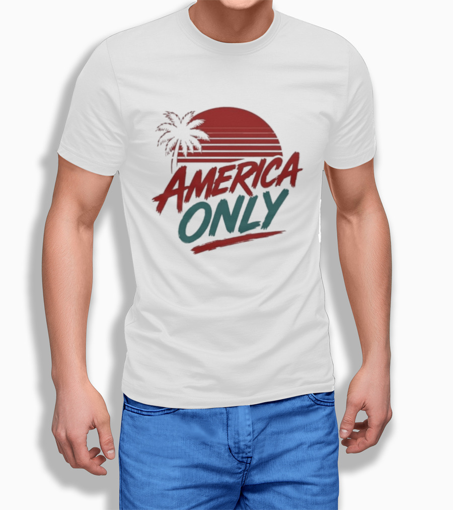 America Only Tropical Sunset Palm Tree T-Shirt