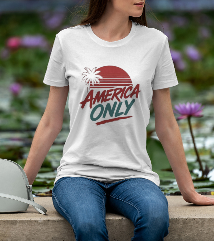 America Only Tropical Sunset Palm Tree T-Shirt