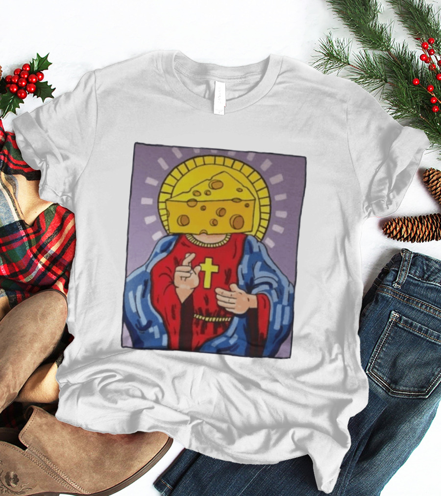 Cheesus Cheese Head Religious Pun Jesus T-Shirt